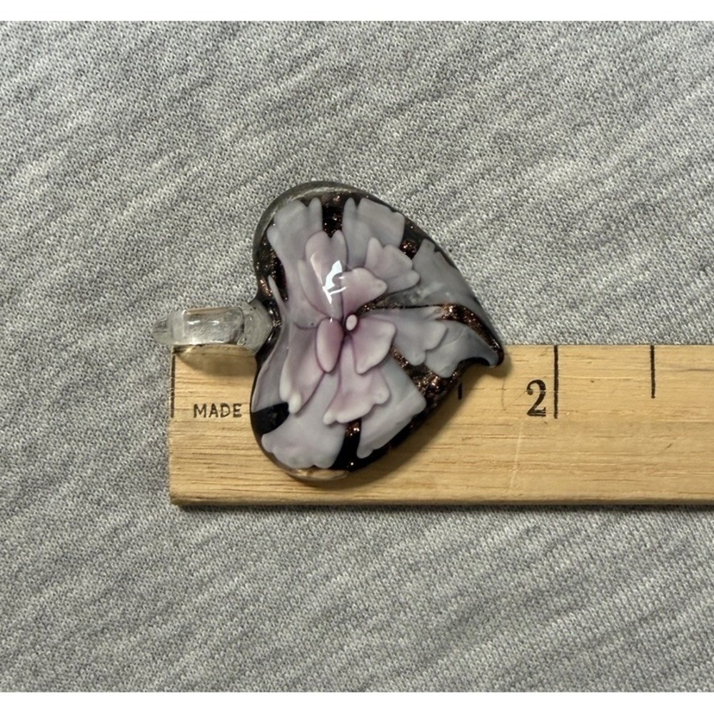 Art Glass PENDANTS (7) Handmade Artisan Flower Butterfly Millefiori Heart Shapes - Picture 13 of 16